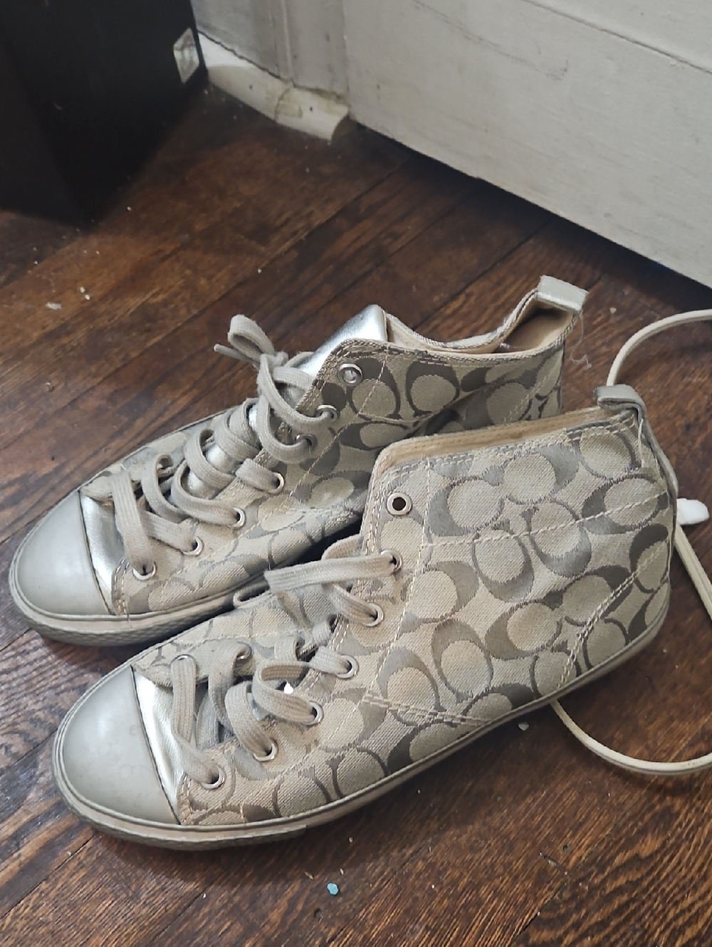 Coach High-Top Sneakers in Light Taupe Signature Canvas
